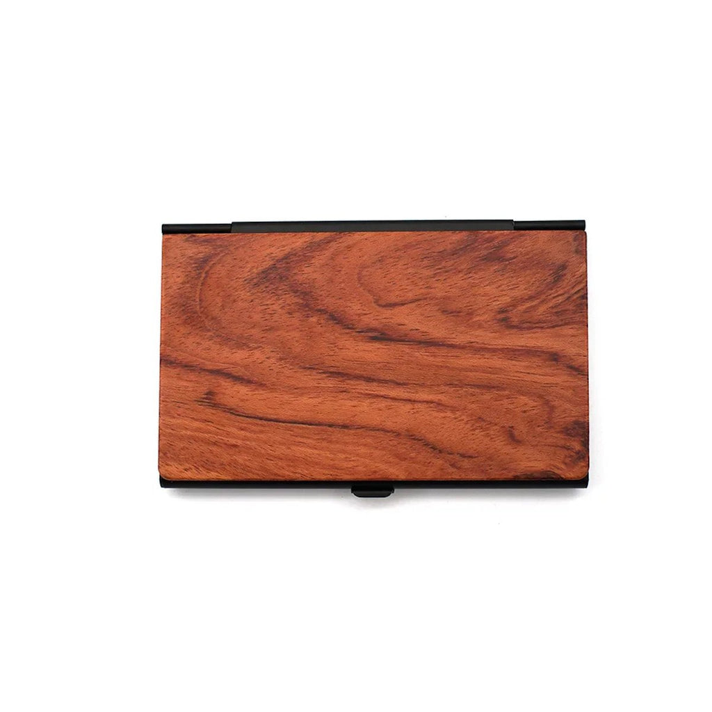 Wood Business Card Holder - Rose Wood x Black, Need Engraving image