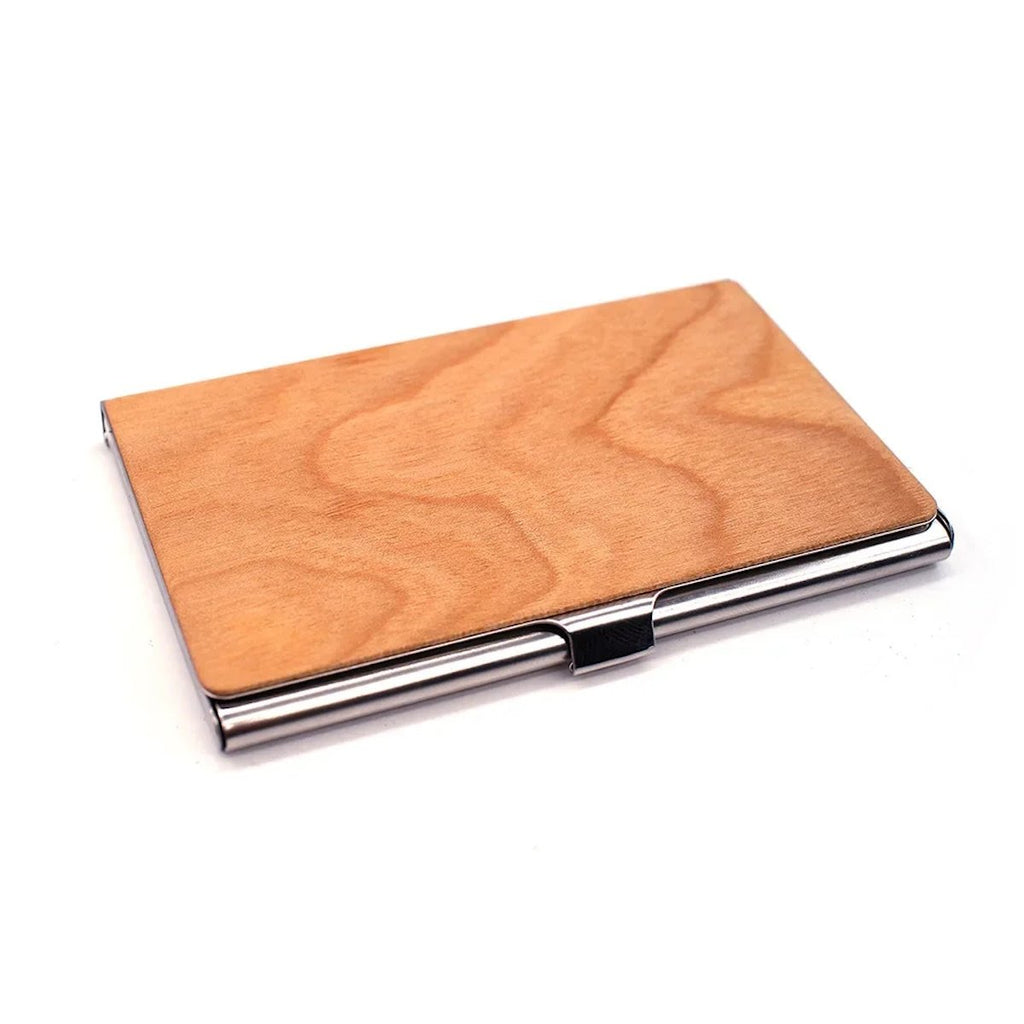 Wood Business Card Holder - Maple Wood x Silver, No Engraving image