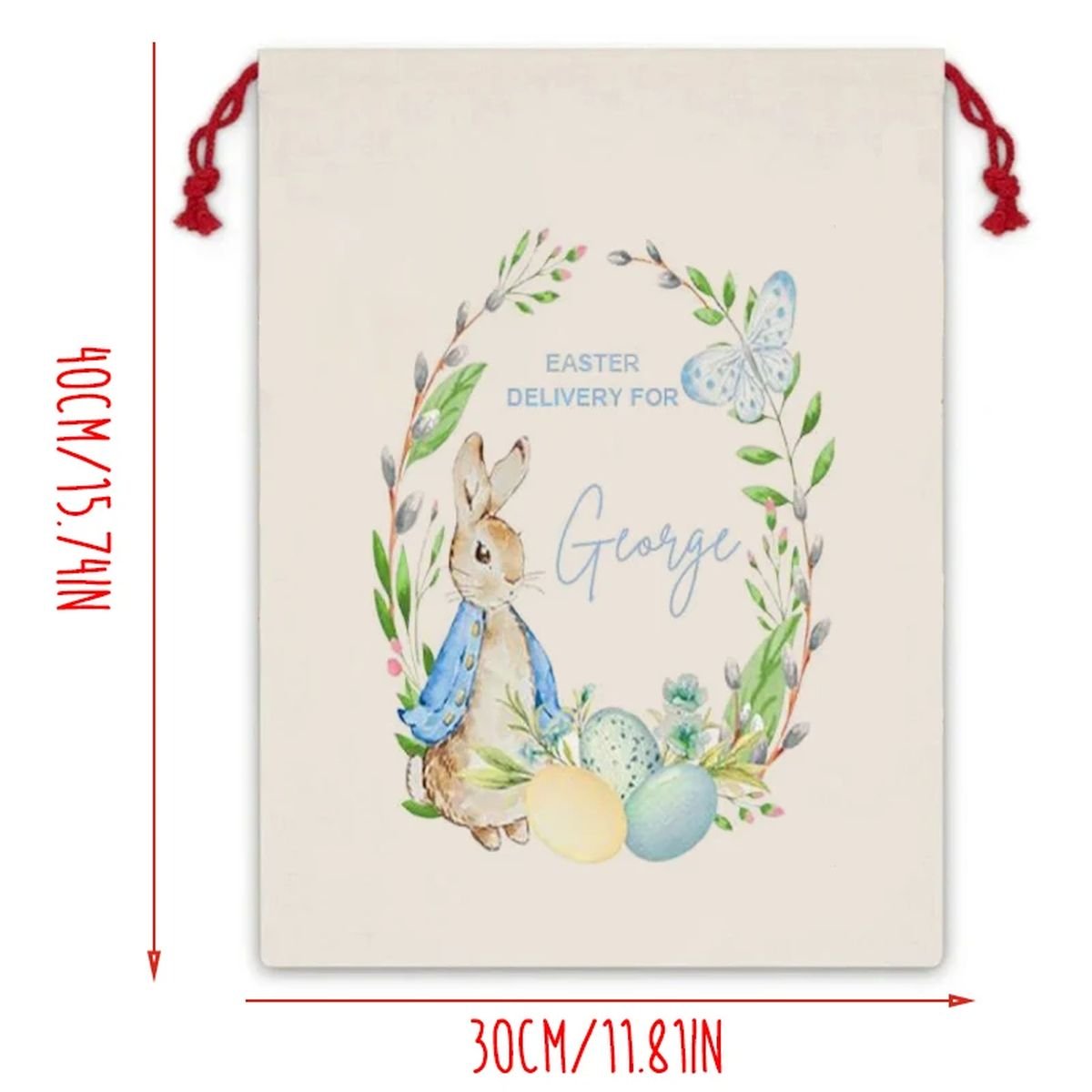 Personalized Happy Easter Bunny Rabbit Gift Bag image 2