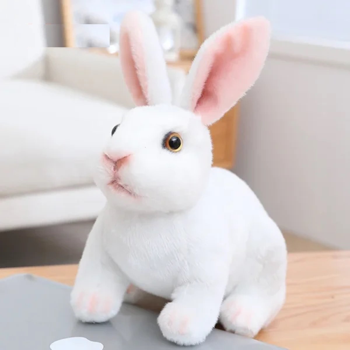 Rabbit Plush Toy - squat white 16cm image