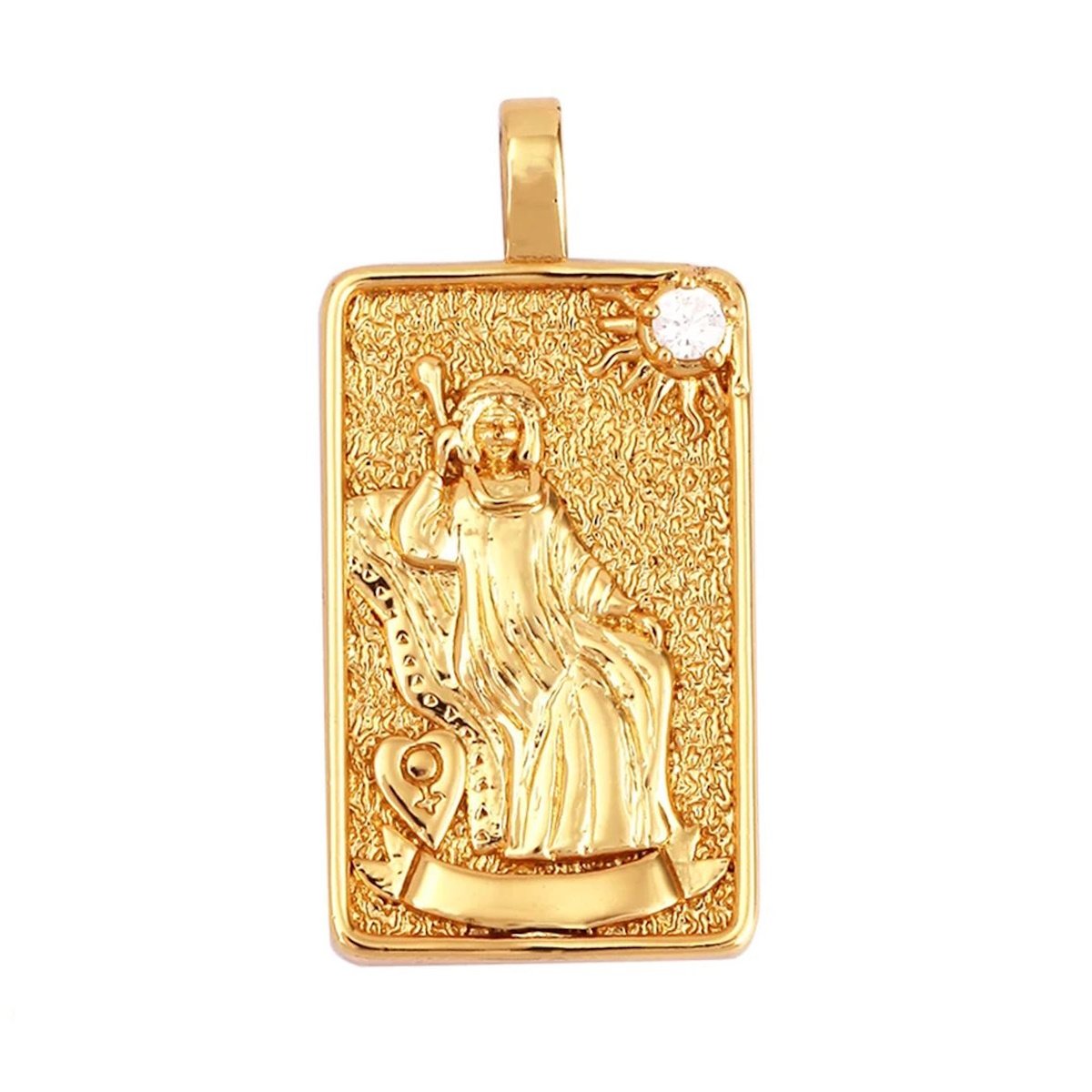 Tarot Cards Charm Pendant ,18K Real Gold Plated - M06-10.The Empress image