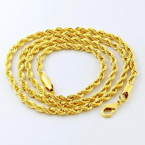 18K Gold Plated 3MM Twisted Rope Necklace image 1