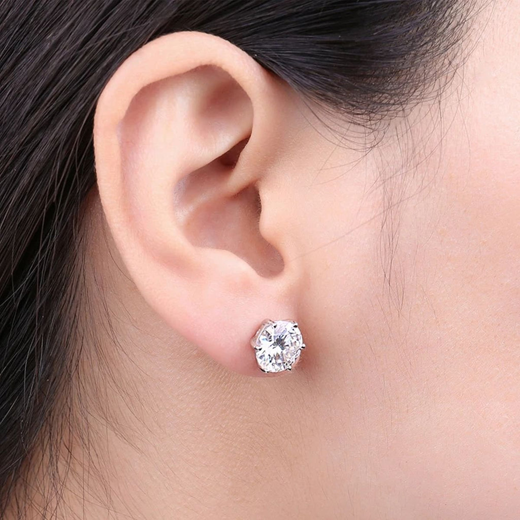 Moissanite Sterling Silver Stud Earrings image 1