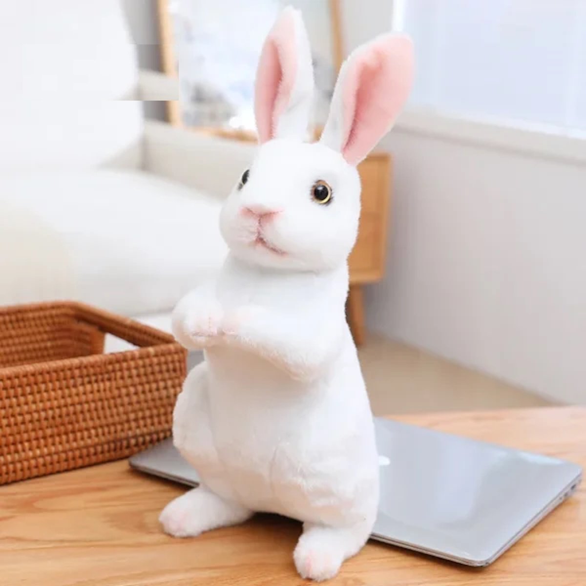 Rabbit Plush Toy - sitting white 24cm image