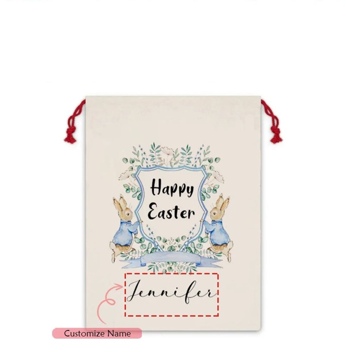 Personalized Happy Easter Bunny Rabbit Gift Bag - custom name D image