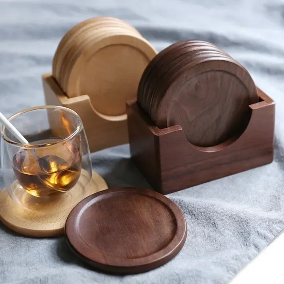 Customized Engraving Walnut Wood Coasters - Walunt Wood image