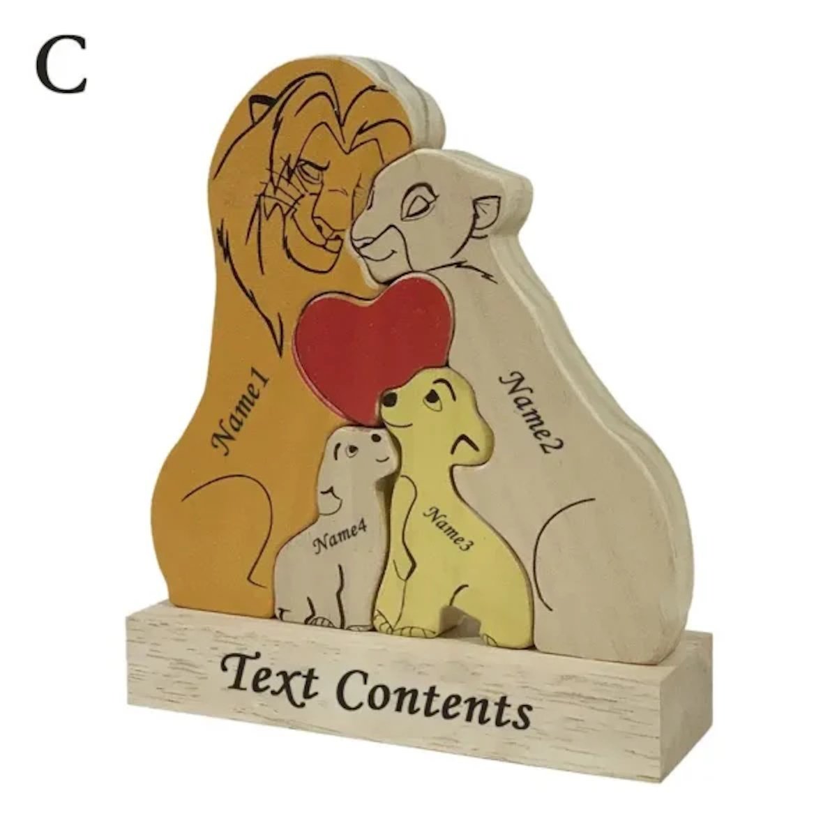 Personalized Lion King Wooden Family Puzzle - 4names image