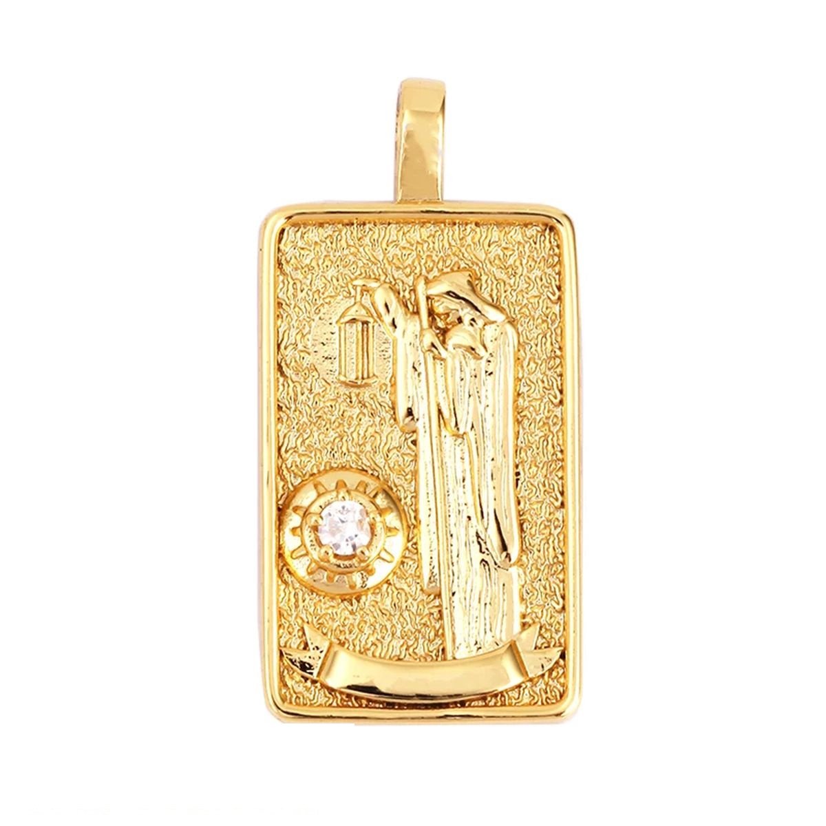 Tarot Cards Charm Pendant ,18K Real Gold Plated - M06-9. The Hermit image