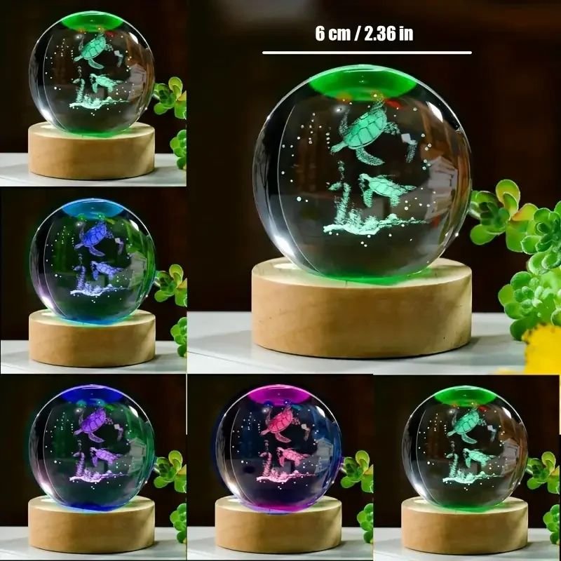 3D Turtle crystal ball image 3