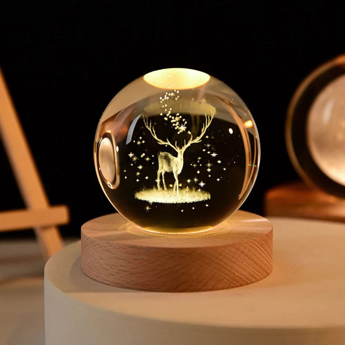 New 3D LED Crystal Ball - Elk deer image