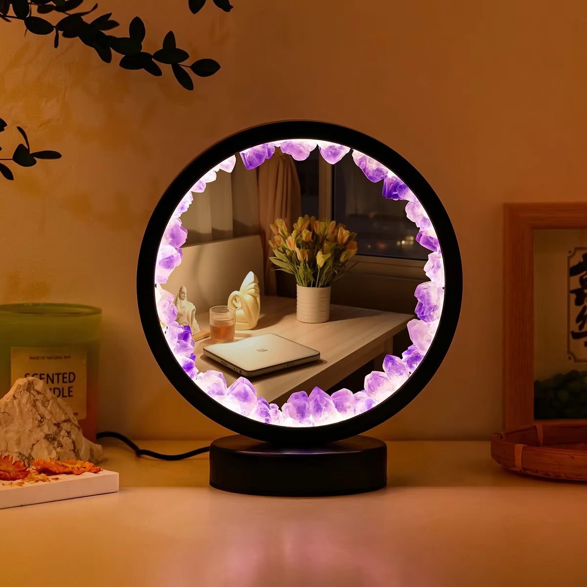 Natural Stone Amethyst Round Crystal Lamp image 2