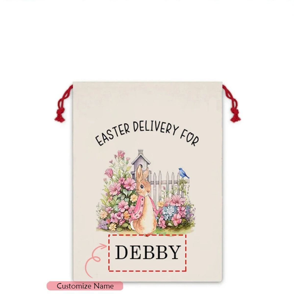 Personalized Happy Easter Bunny Rabbit Gift Bag - custom name E image