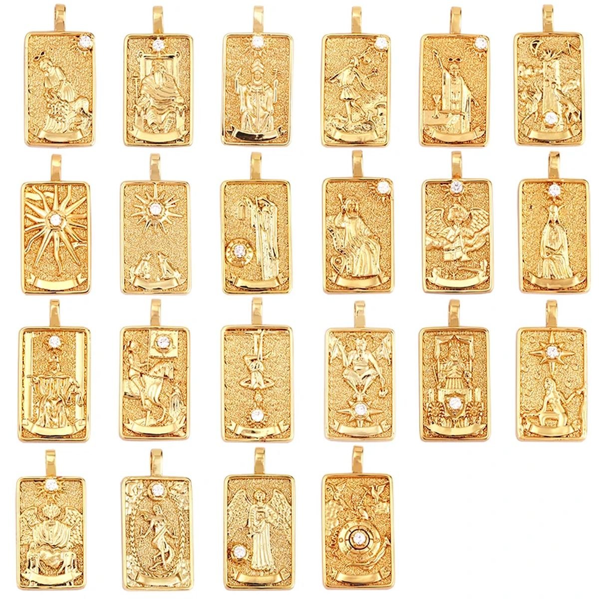 Tarot Cards Charm Pendant ,18K Real Gold Plated image 0