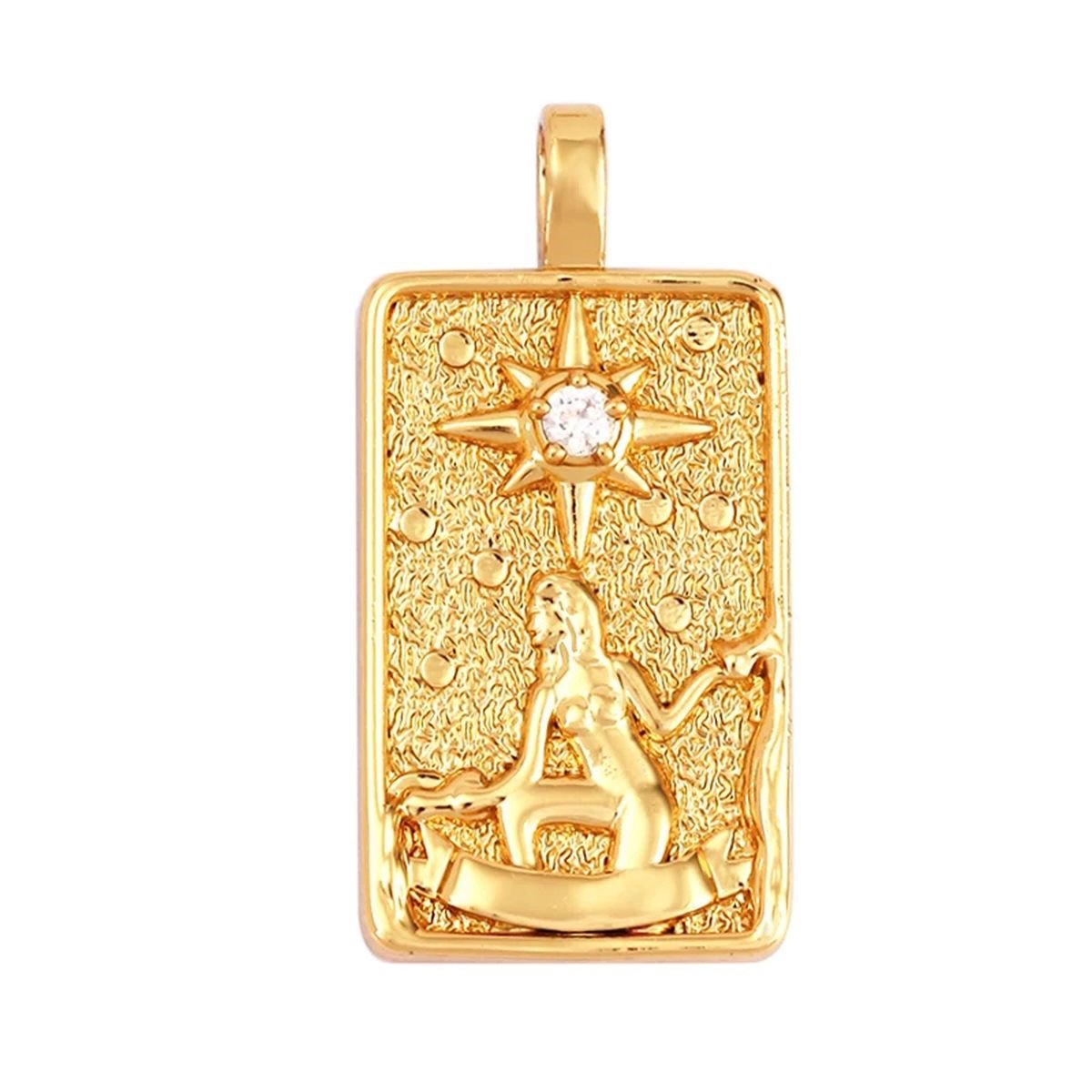 Tarot Cards Charm Pendant ,18K Real Gold Plated - M06-18.The Star image