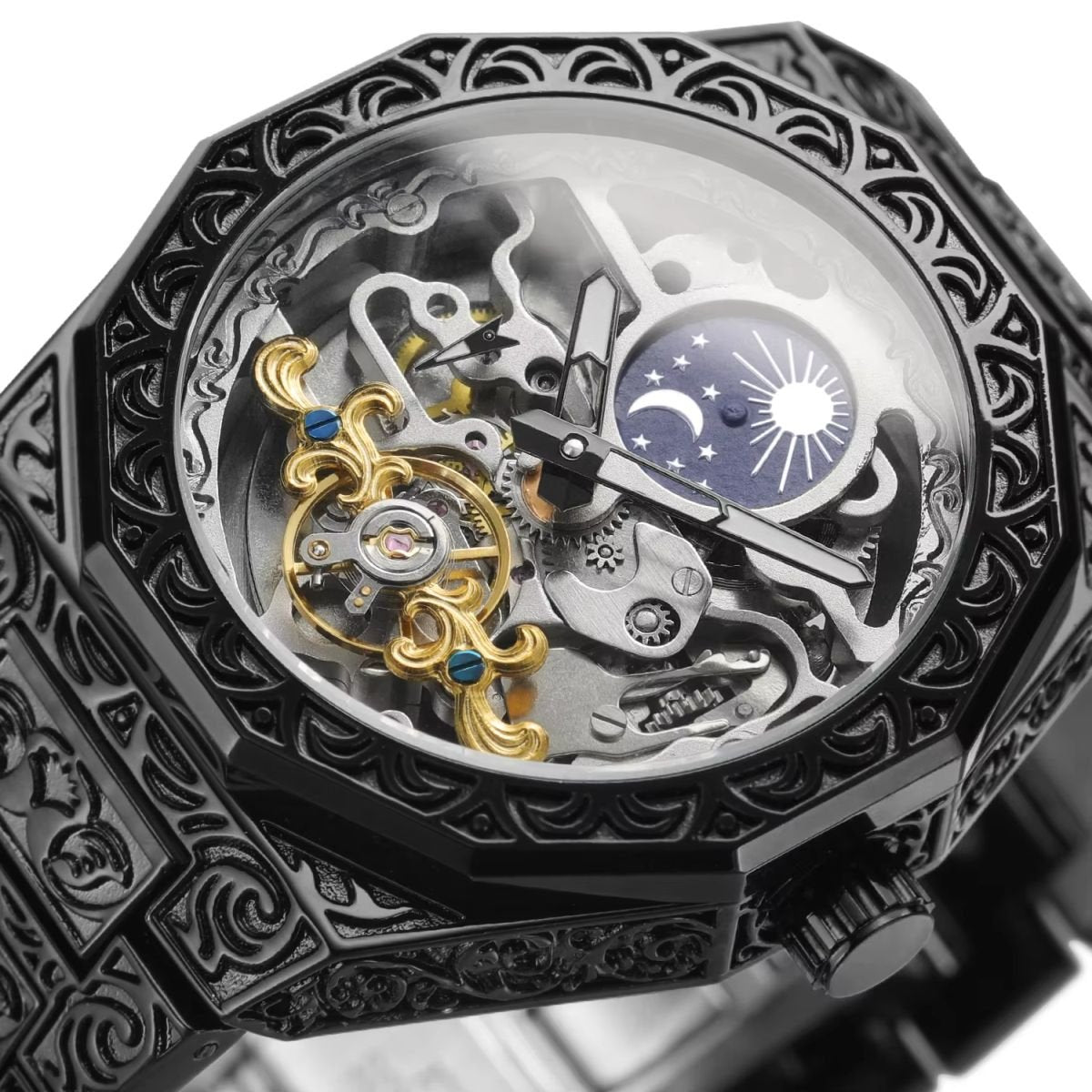 FORSINING "Retro-Aesthetic" Engraved Skeleton Automatic Watch image 2