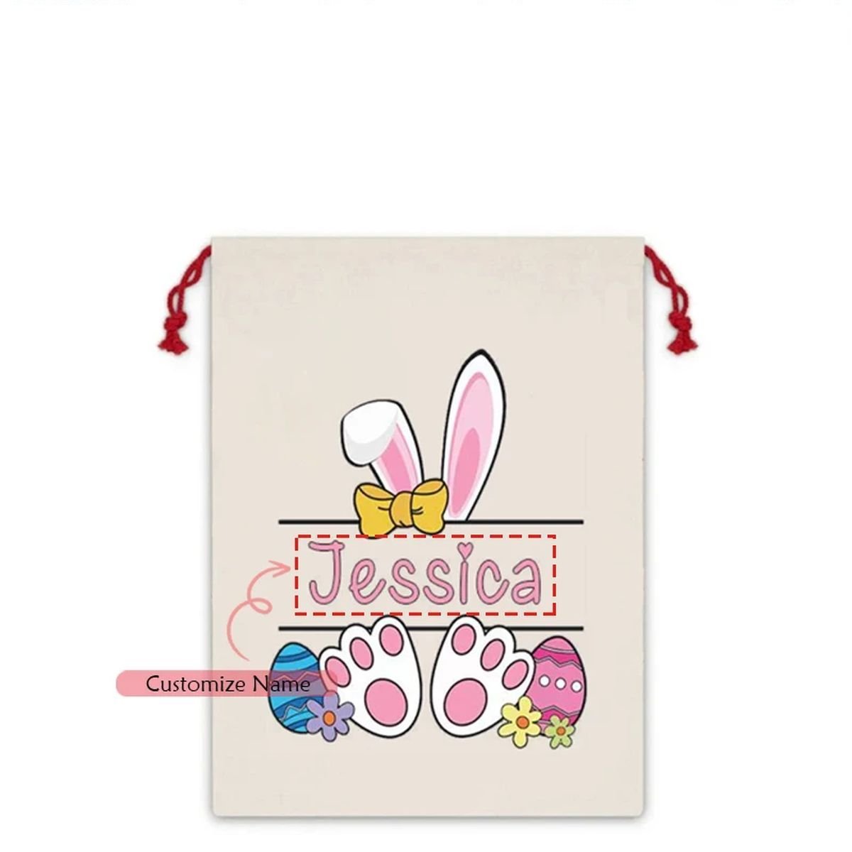Personalized Happy Easter Bunny Rabbit Gift Bag - custom name H image