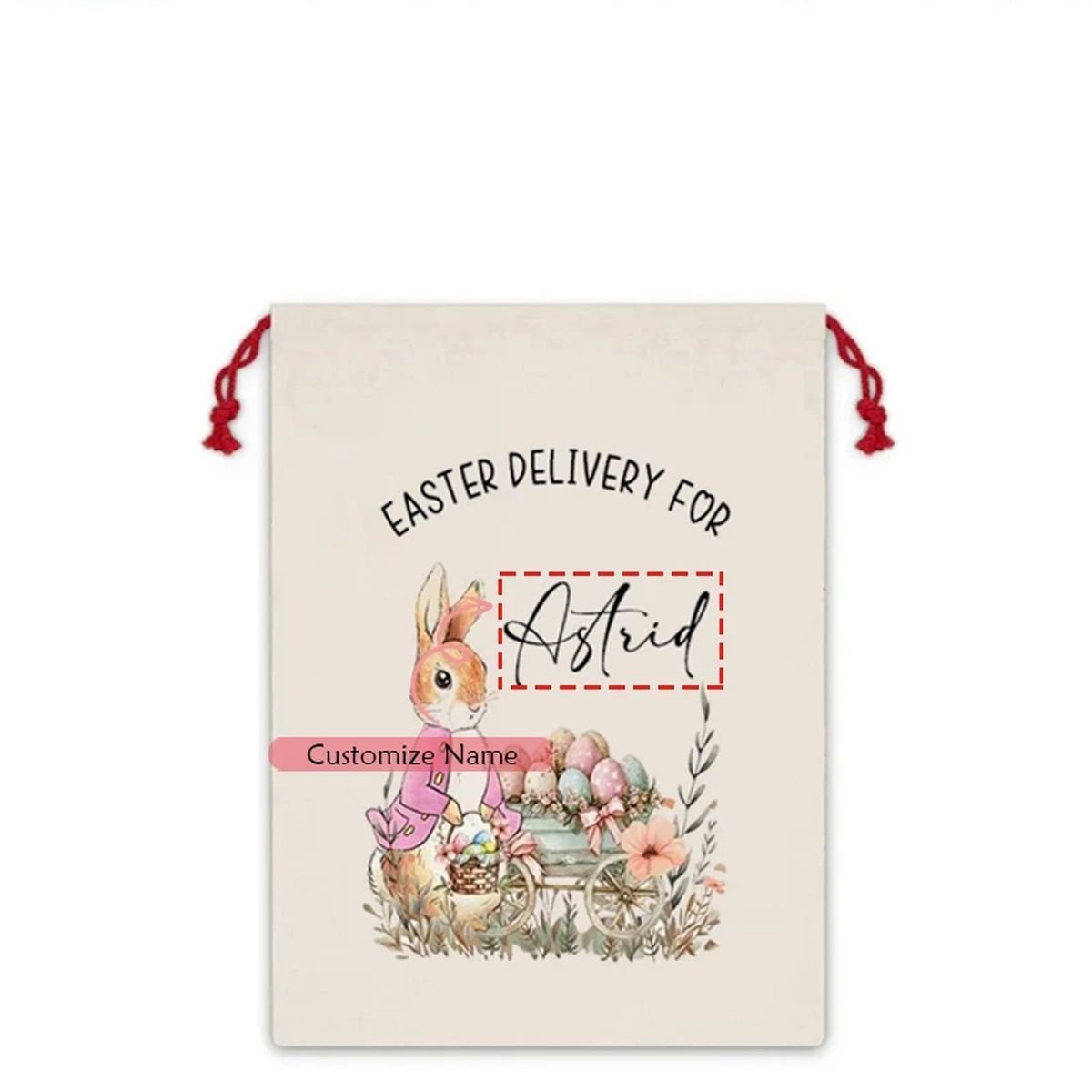 Personalized Happy Easter Bunny Rabbit Gift Bag - custom name C image
