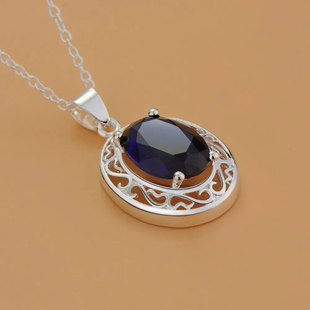 Necklace-Sterling Silver Blue Crystal image 5